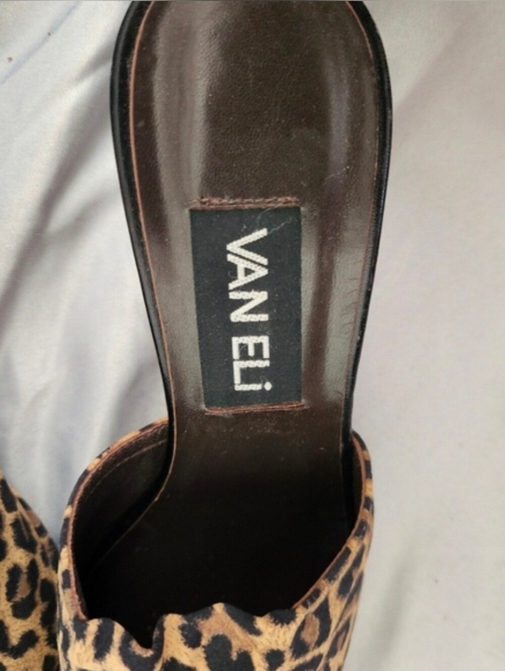 Vaneli Leopard Print Top Leather Bottom Mules Tan Size 6 M - Picture 5 of 8